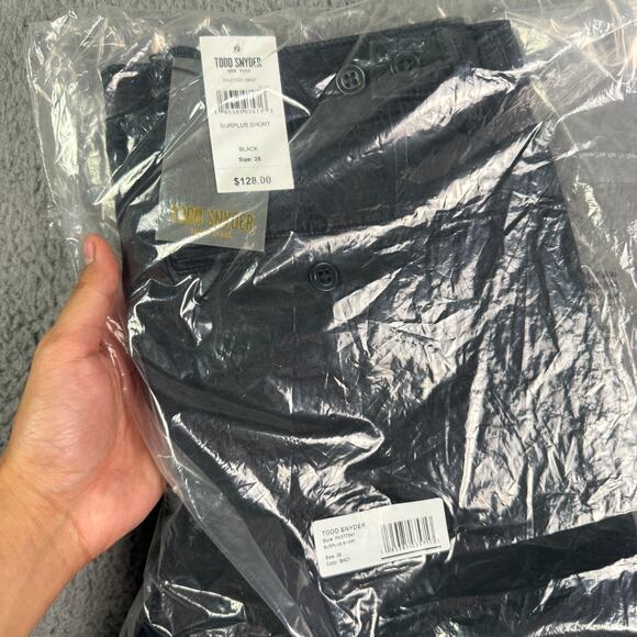 Todd Snyder Surplus Shorts Mens 28 Black Cotton Linen Blend 8" Flat Front NEW - Picture 7 of 8
